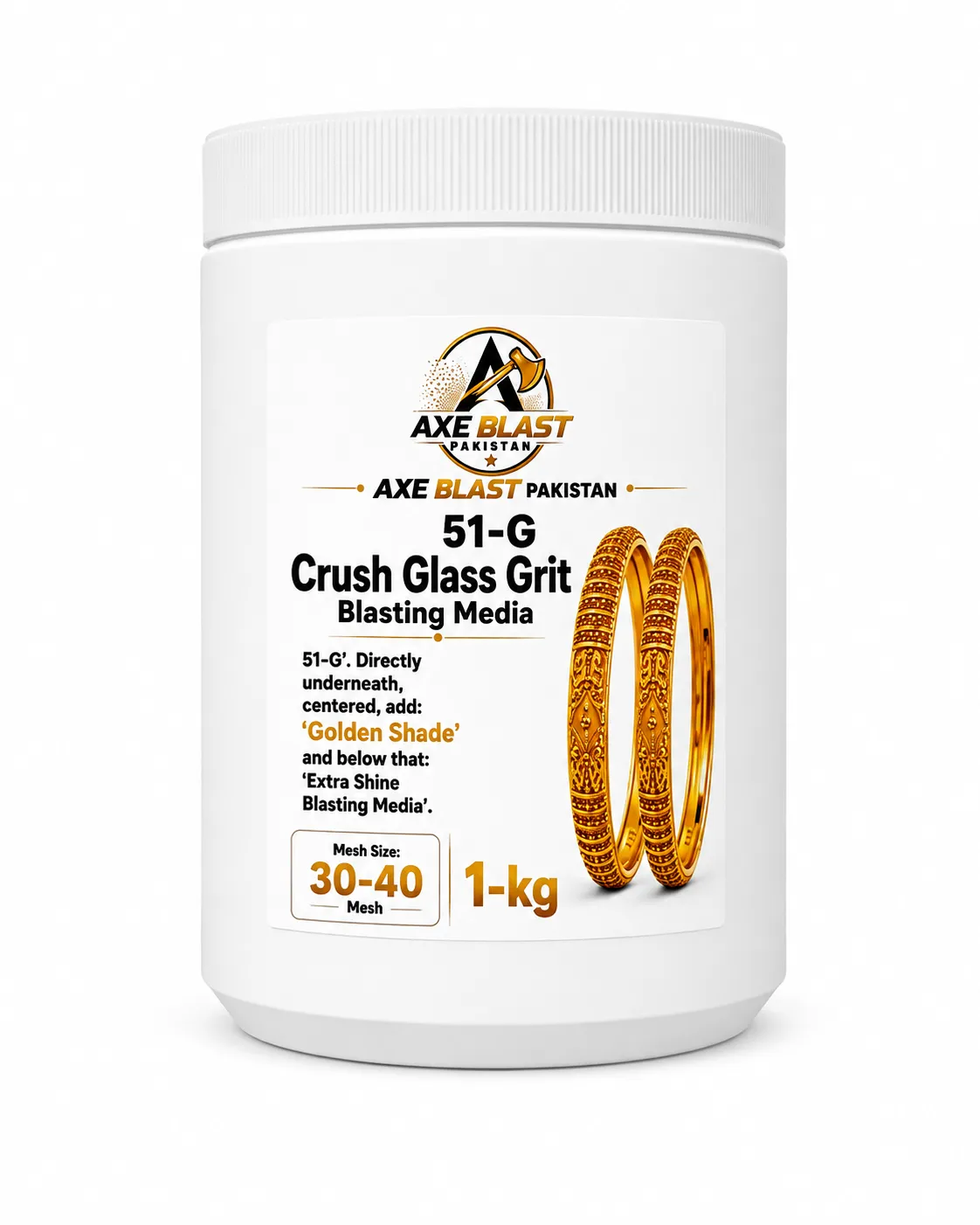 AXE BLAST 51-G Crush Glass Grit Blasting Media – 30–40 Mesh