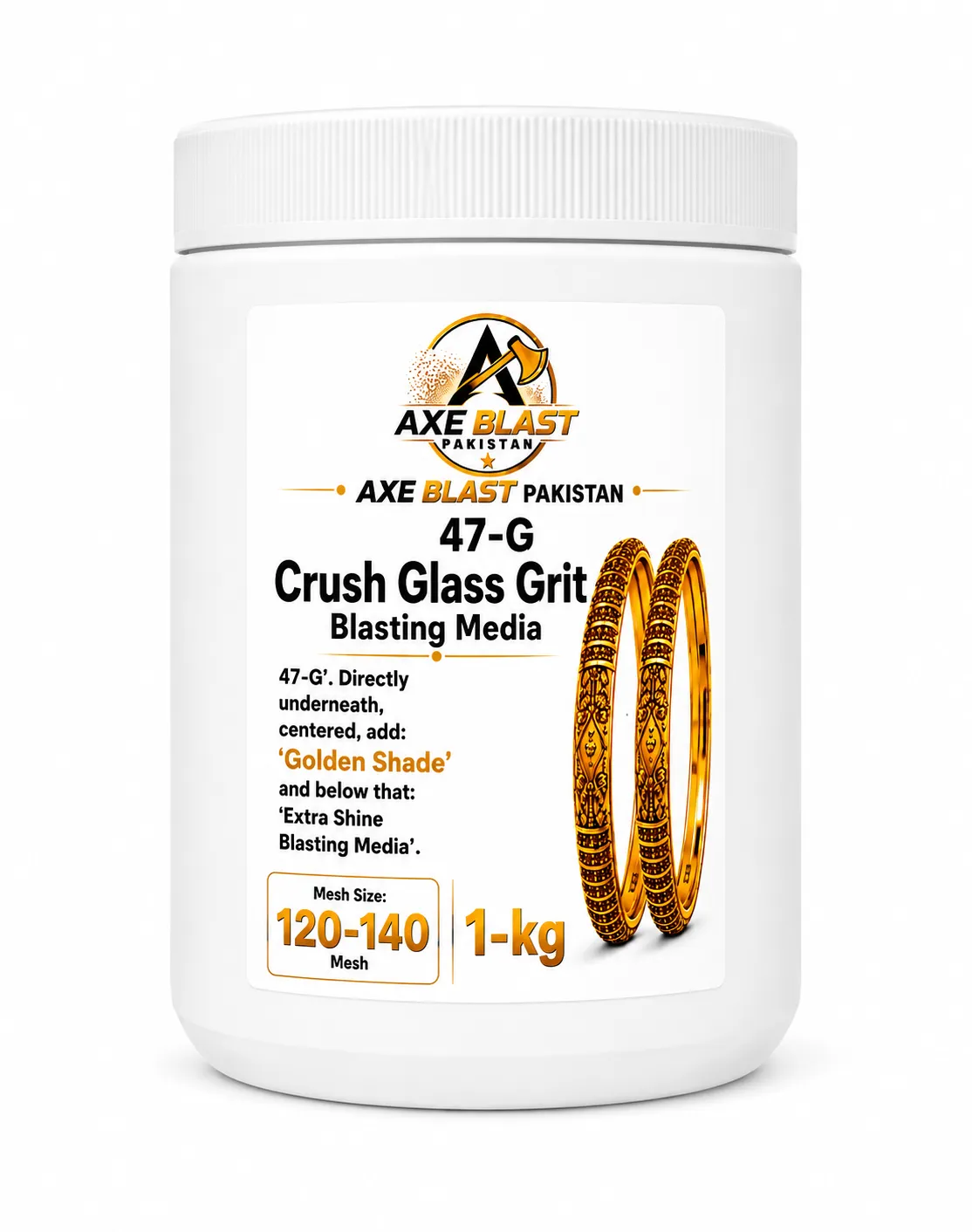 AXE BLAST 47-G Crush Glass Grit Blasting Media – 120–140 Mesh