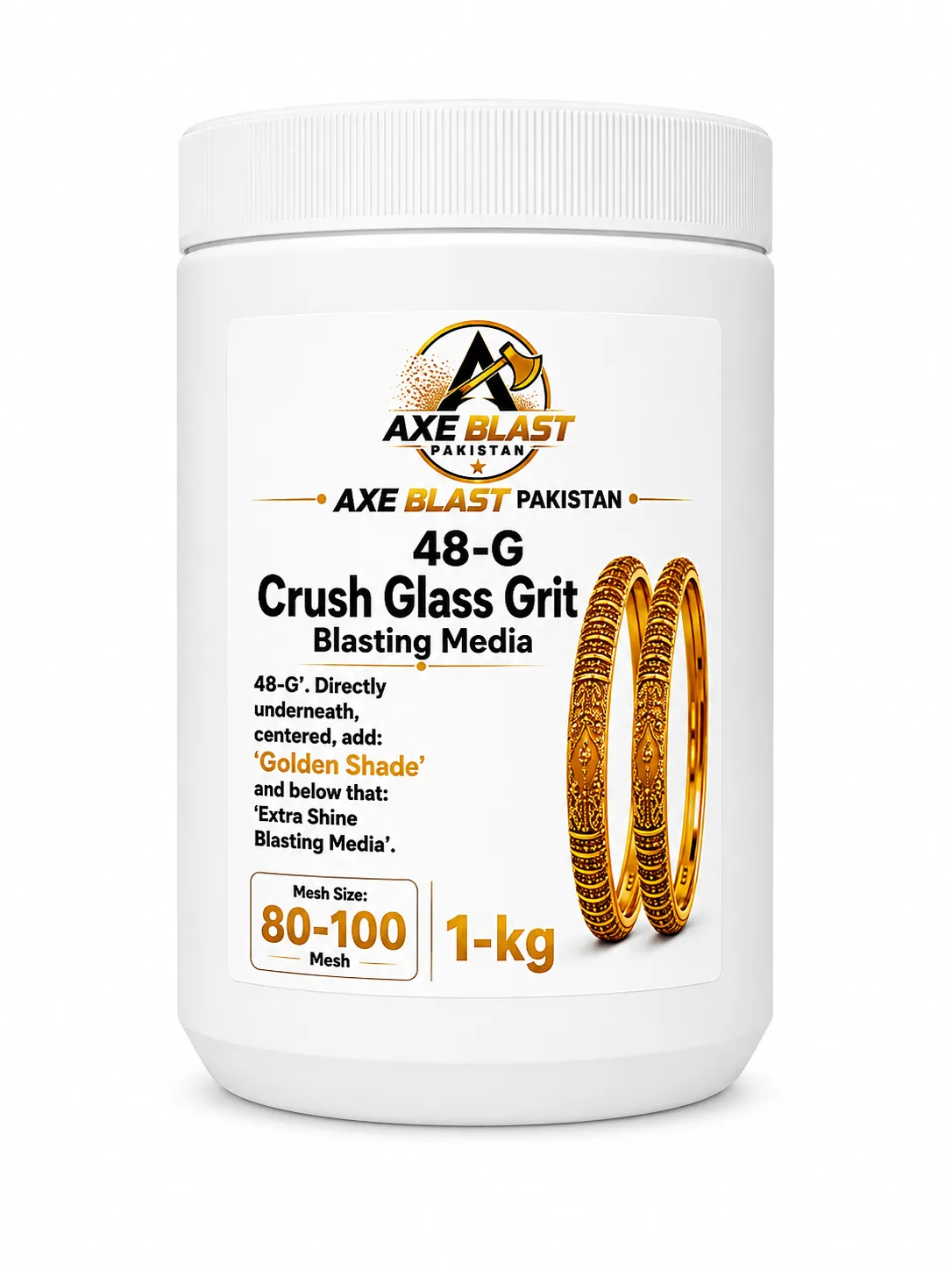 AXE BLAST 48-G Crush Glass Grit Blasting Media – 80–100 Mesh